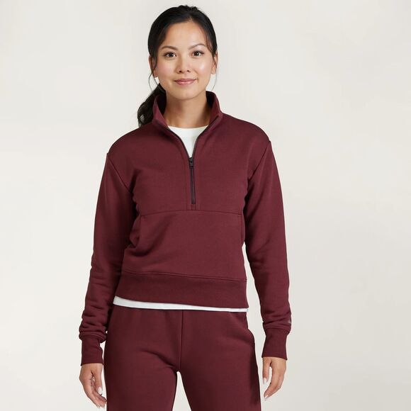 allbirds Anytime Quarter Zip + Sweatpants Burgundy Womens Size S Knit Lounge Set - Picture 4 of 16